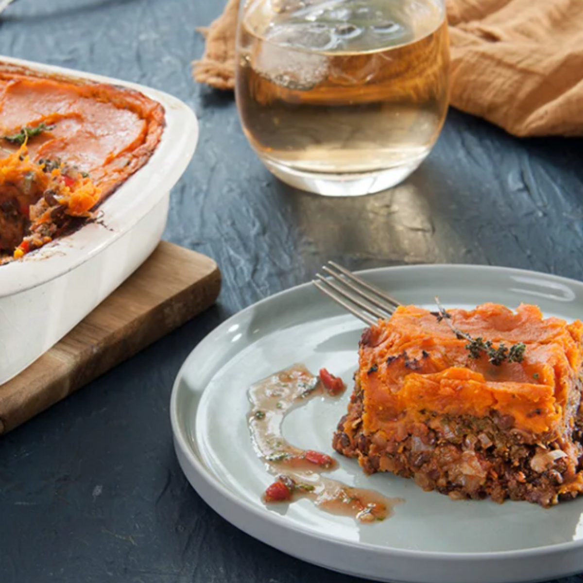 Pastel de Camote con Lentejas
