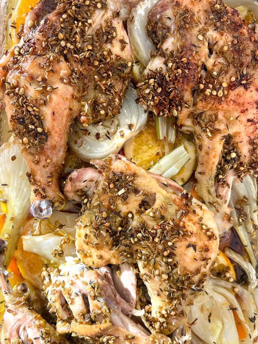 Pollo al Horno con Hinojo, Naranja y Especias